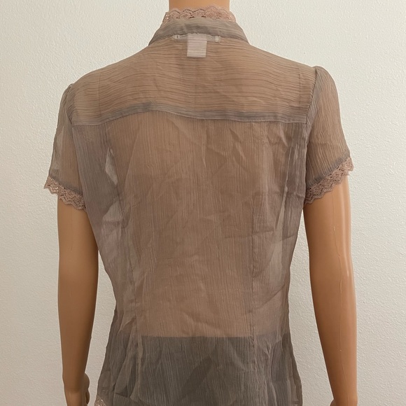 Charlotte Russe Taupe Sheer Top With Laced Details - Picture 3 of 6
